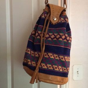 Mexican leather knit purse